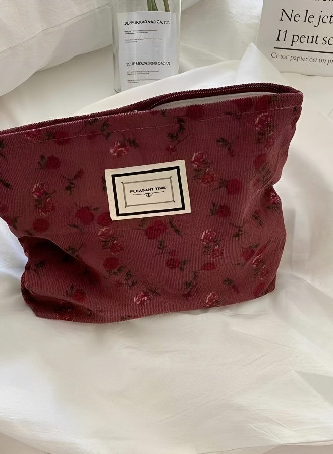 حقائب مستحضرات التجميل للنساء حقيبة منظمة للمكياج أثناء السفر حقيبة تخزين متعددة الوظائف لحمامات السباحة حقيبة يد محمولة بسحاب هدية مثالية للعطلات ألوان وردي وردي كريمي - Image 2